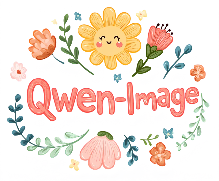 The floral design edited to spell Qwen-Image