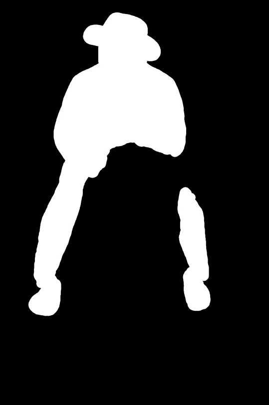 White rider-shaped editing mask on a black background